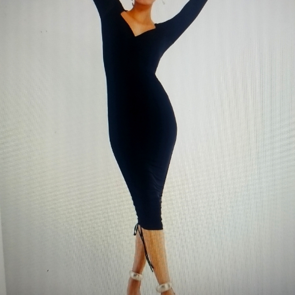 BCBG Black Midi XS Sexy Bodycon Dress